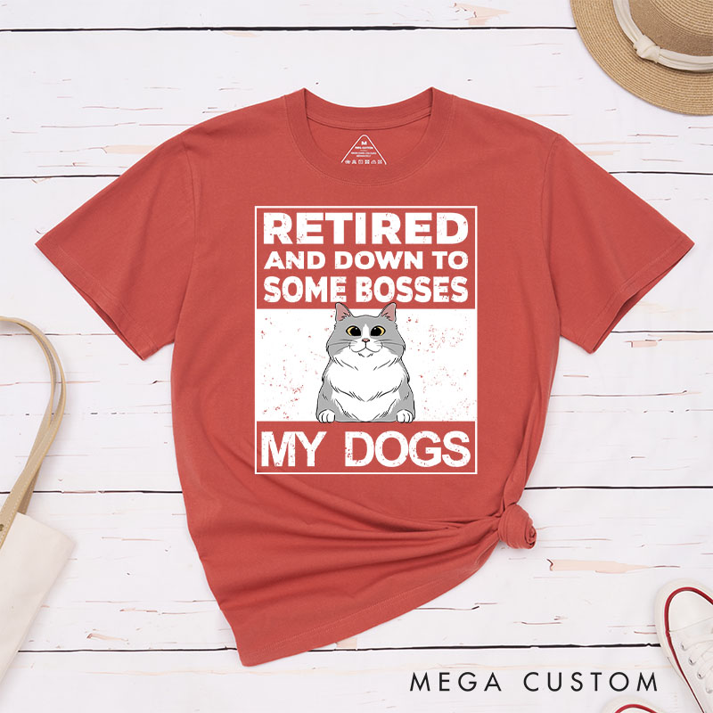 Personalized Cat Lover Retired and Down to One Boss T-Shirt