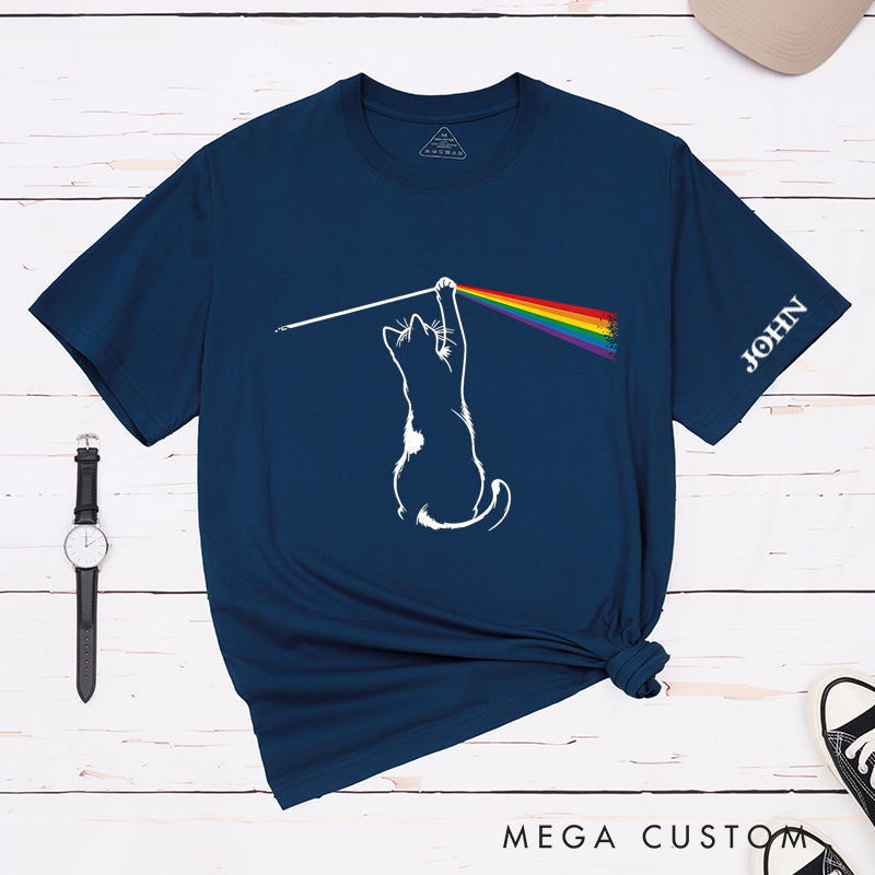 Personalized Classic T-Shirts Futuristic Prism Spectrum Tee Vibrant Rainbow Triangular Spectrum and Iconic Album Art Music Lover's Gift
