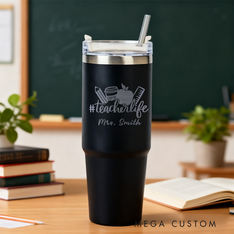 Personalized Tumbler Gift for Teacher Custom Teacher Life Design Tumbler Engraved Tumbler Gift