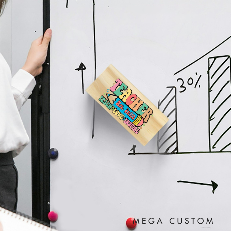 Personalized Magnetic Wooden Whiteboard Erase Teach Love Inspire Pencil Design Appreciation Gift for Teachers