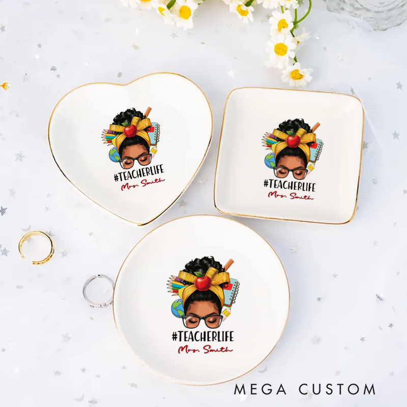Personalized Jewelry Dish for Teacher Fashion Teacherlife Design Ceramic Ring Dish Teacher Appreciation Gift