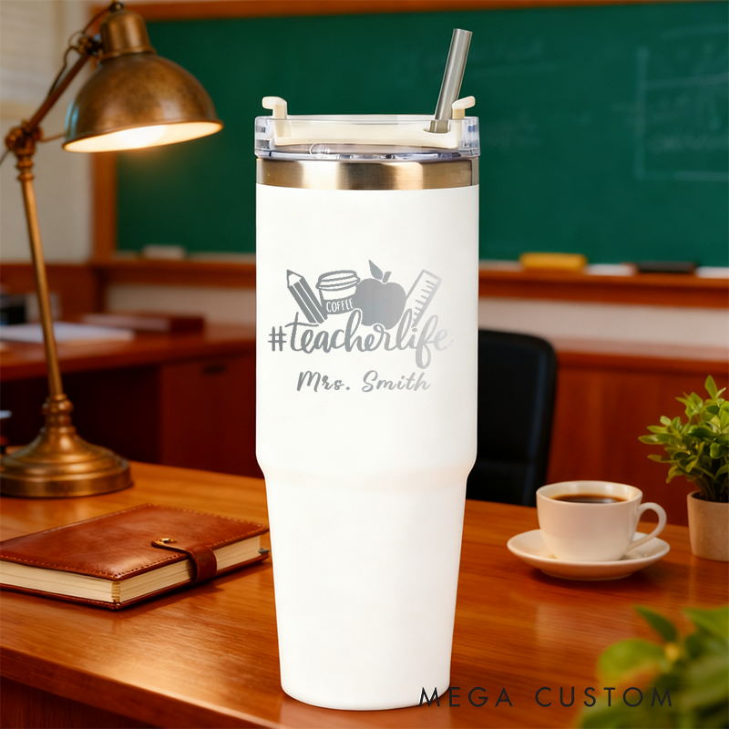 Personalized Tumbler Gift for Teacher Custom Teacher Life Design Tumbler Engraved Tumbler Gift