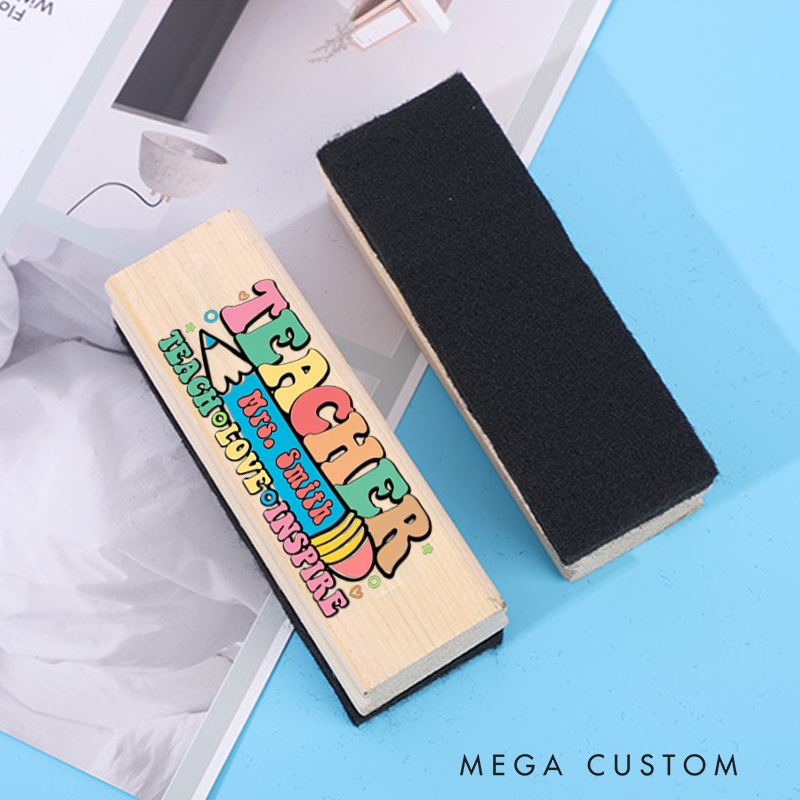 Personalized Magnetic Wooden Whiteboard Erase Teach Love Inspire Pencil Design Appreciation Gift for Teachers