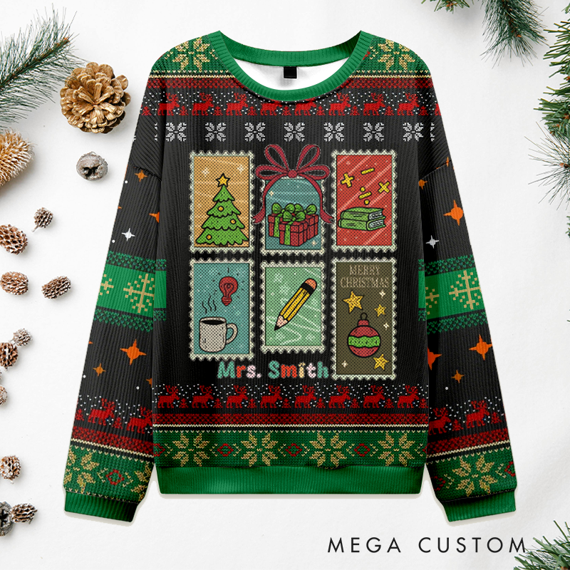 Personalized Teacher Christmas Ugly Sweater Merry Christmas Design Sweater Appreciation Gift for Teachers