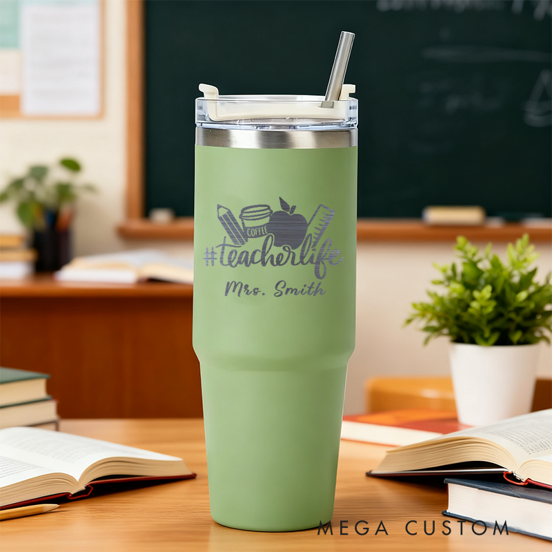 Personalized Tumbler Gift for Teacher Custom Teacher Life Design Tumbler Engraved Tumbler Gift
