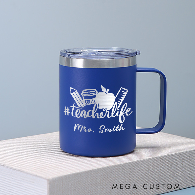 Personalized Teacher Laser Engraved Coffee Mug Custom Teacher Life Design Coffee Mugs Insulated Stainless Steel Mugs Creative Teacher Gift