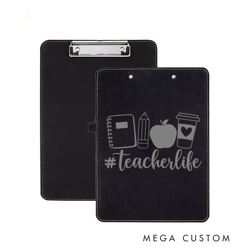Personalized Double-Sided Leather Clipboard for Teachers Teacher Life Design Clipboard Stylish and Practical Gift for Teachers