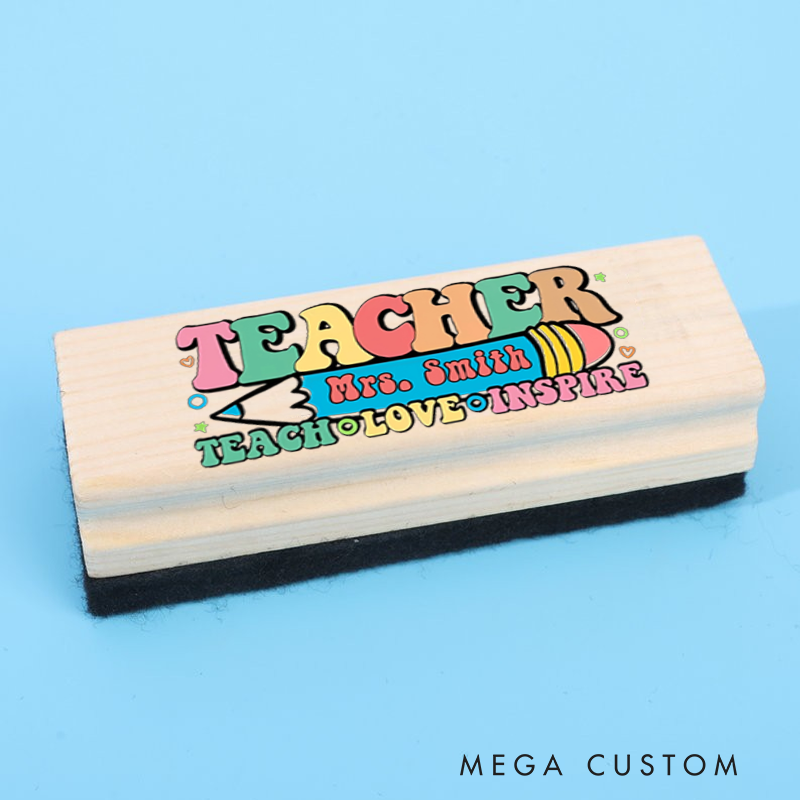 Personalized Magnetic Wooden Whiteboard Erase Teach Love Inspire Pencil Design Appreciation Gift for Teachers