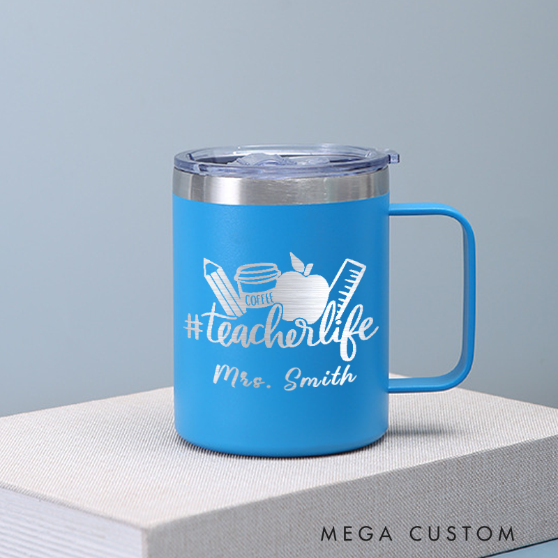Personalized Teacher Laser Engraved Coffee Mug Custom Teacher Life Design Coffee Mugs Insulated Stainless Steel Mugs Creative Teacher Gift