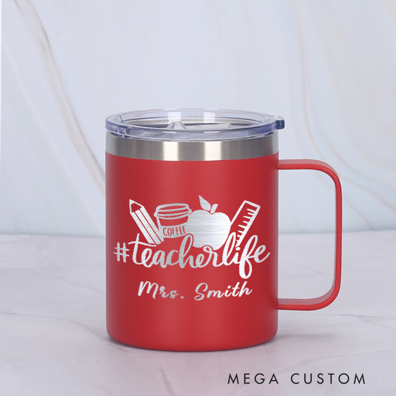 Personalized Teacher Laser Engraved Coffee Mug Custom Teacher Life Design Coffee Mugs Insulated Stainless Steel Mugs Creative Teacher Gift