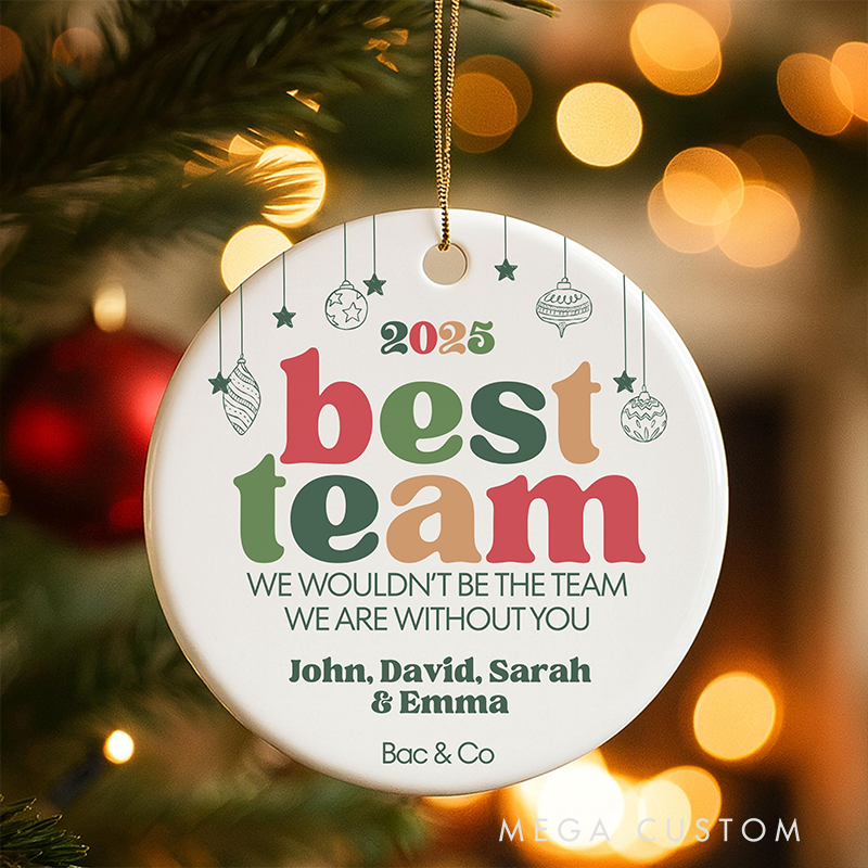 Personalized Christmas Ornament with Best Team Design Gift for Coworkers