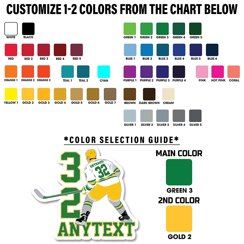 Personalized Ice Hockey Fan Sticker with Custom Name and Number Design