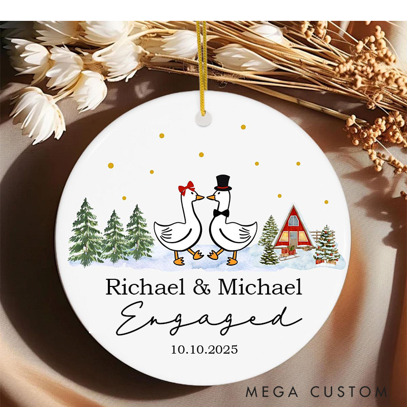 Personalized Funny Goose Couple Engaged Christmas Ornament Couple First Christmas Engaged Ornament