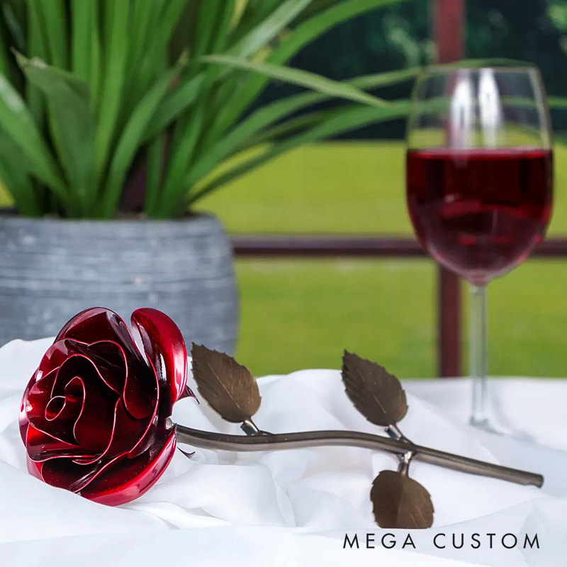 Personalized Red Metal Rose Iron 6th or Steel 11th Anniversary Gift