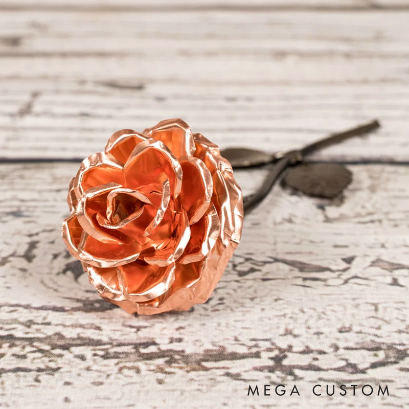 Personalized Copper Rose 7th Year Anniversary Wedding Gift