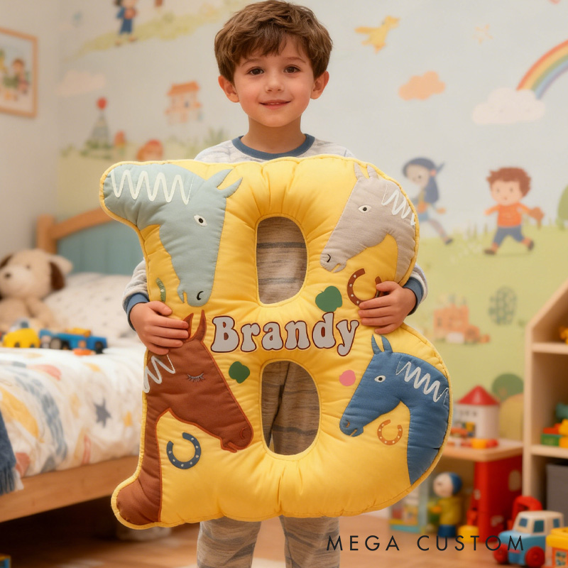 Personalized Riding Equestrian Horse Pillow Floral Horse Custom Name Festive Flower Decor with French Countryside Gifts for Family Graphic 3D Print Riding Lovers