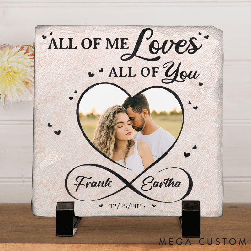 Personalized Couple Photo All of Me Loves All of You Heart Square and Rectangle Shaped Stone with Stand Newlyweds Stone Christmas Valentines Day Gift