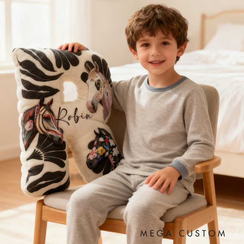 Personalized Riding Equestrian Letter Pillow Horse Custom Name Festive Decor with French Countryside Gifts for Family Graphic 3D Print for Riding Lovers Equestrian Lovers