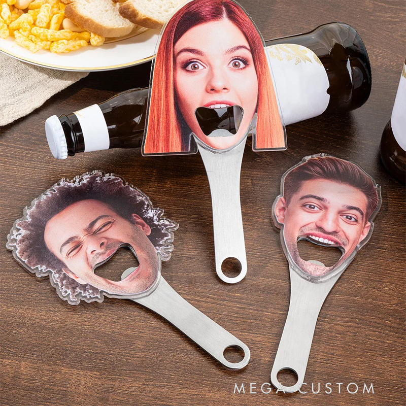 Personalized Funny Avatar Face Photo Bottle Opener with Magnet Fridge Decor Bar Party Wine Accessory Birthday Gift for Friend Drinking Enthusiast