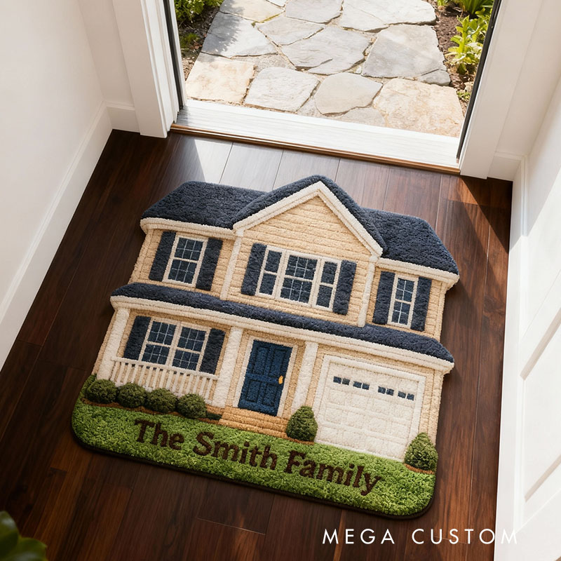 Personalized Custom House Photo Doormat Unique Family Name Design Durable Decorative Rug Perfect For Entryways Porches Housewarming Gift Or Home Decor