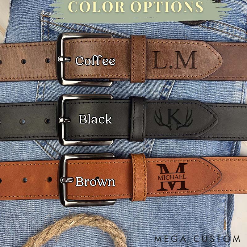 Personalized Husband Valentines Gift Custom Men's Leather Belt for Husband Boyfriend Anniversary Gift Belt from Wife Girlfriend