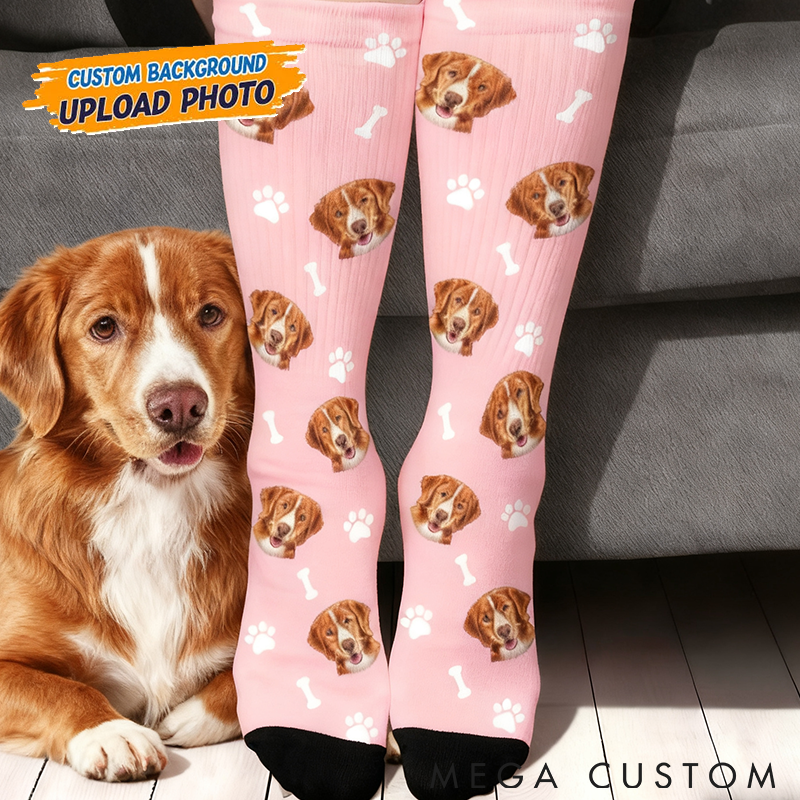 Personalized Pet Lover Custom Pet Photo and Icons Comfortable Mid-Calf Socks