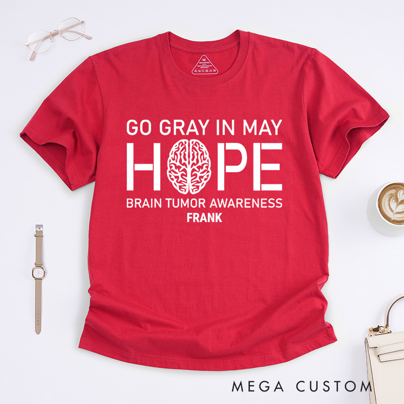 Personalized Go Gray in May T-Shirt Brain Tumor Awareness Month Gift