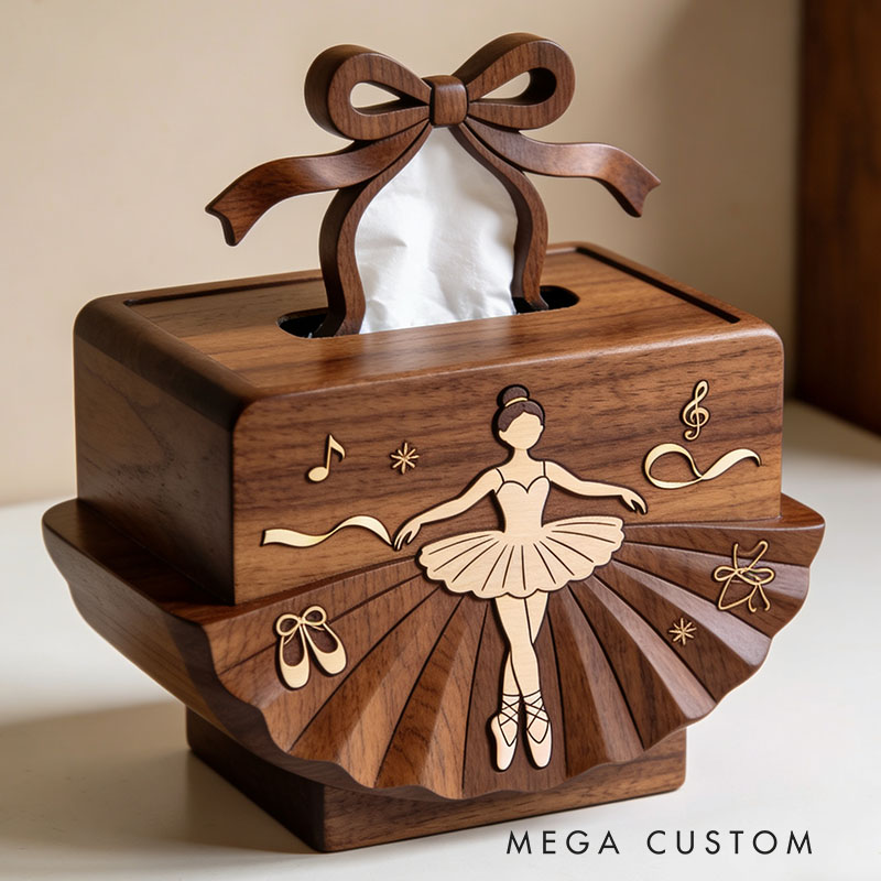 Handmade Wooden Ballet Tissue Box Funny Cartoon Decor