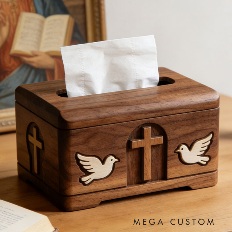 Handmade Wooden Christ Tissue Box Funny Cartoon Decor