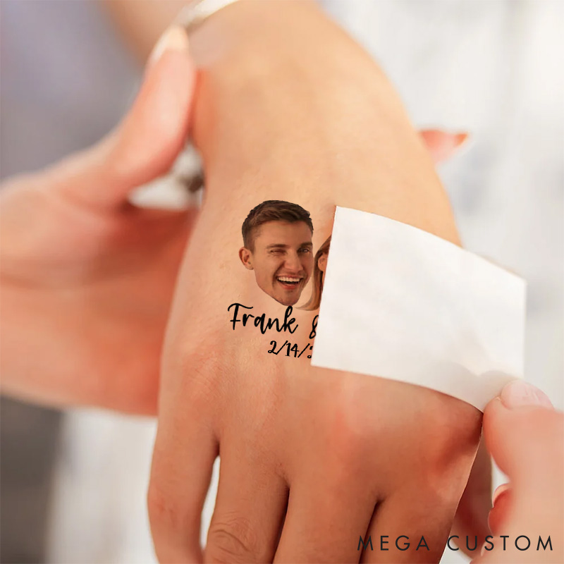 Personalized Man Woman Face Photo Portrait Temporary Tattoo Wedding Temporary Tattoo Birthday Gift for Girlfriend Boyfriend Valentines Day Gift