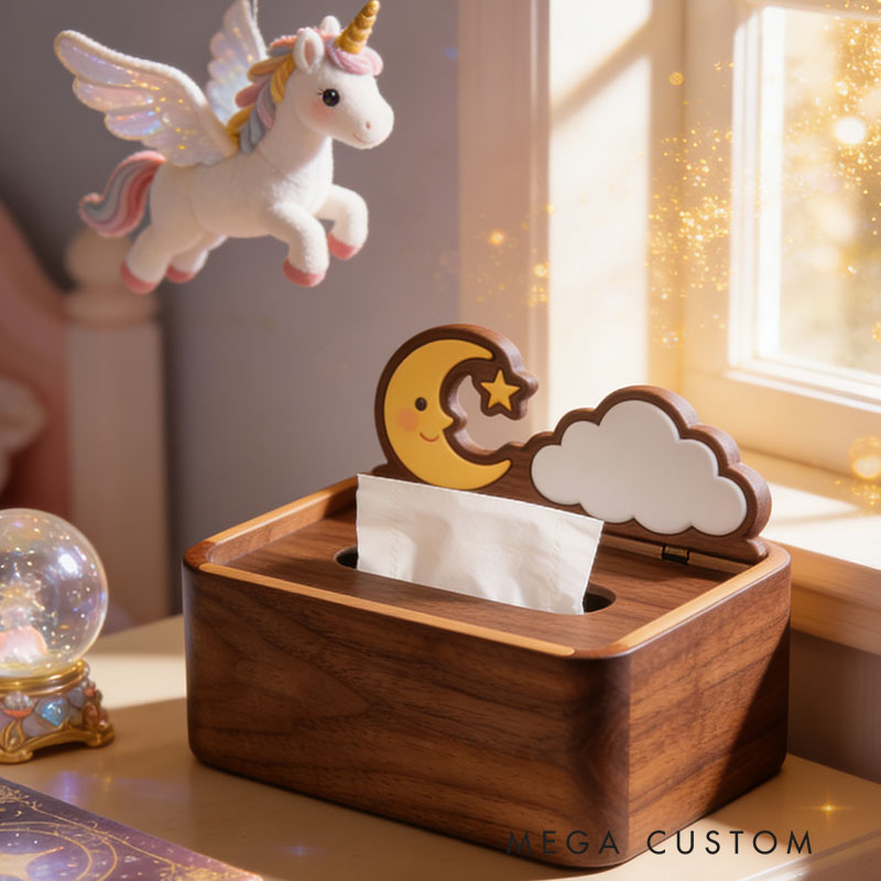 Handmade Wooden Magic Tissue Box Funny Cartoon Decor