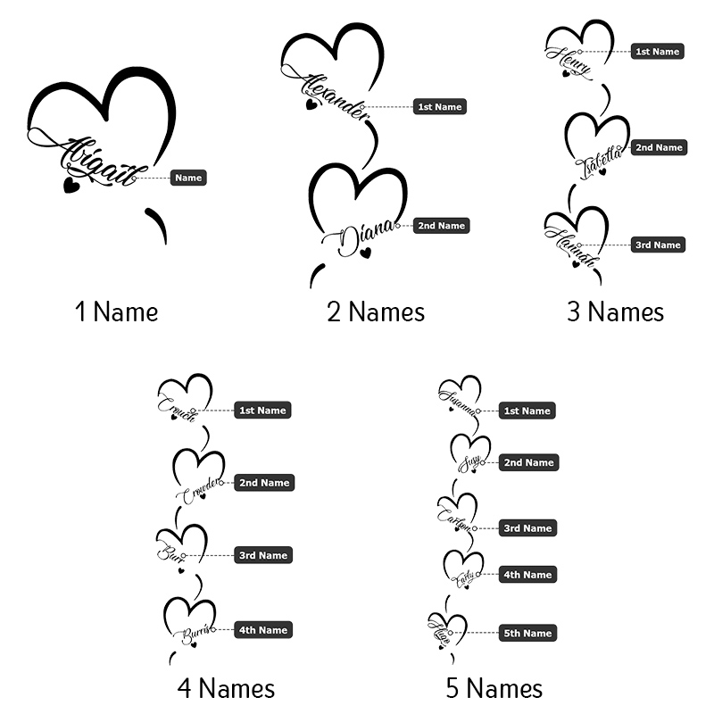Personalized Girlfriend Boyfriend Name Temporary Tattoo Custom Bestie Heart Temporary Tattoo Couple Anniversary Gift for Him Her Valentines Day Gift