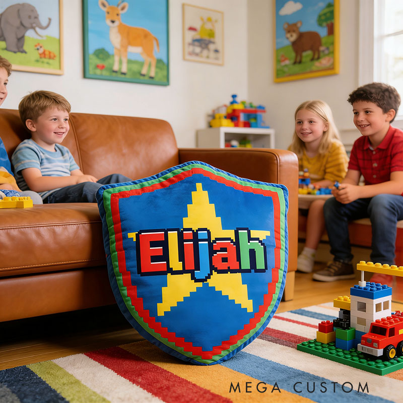 Personalized Game Shield Shaped Pillow for Game Lovers Plush Pillow Christmas Birthday Party Gift for Kids