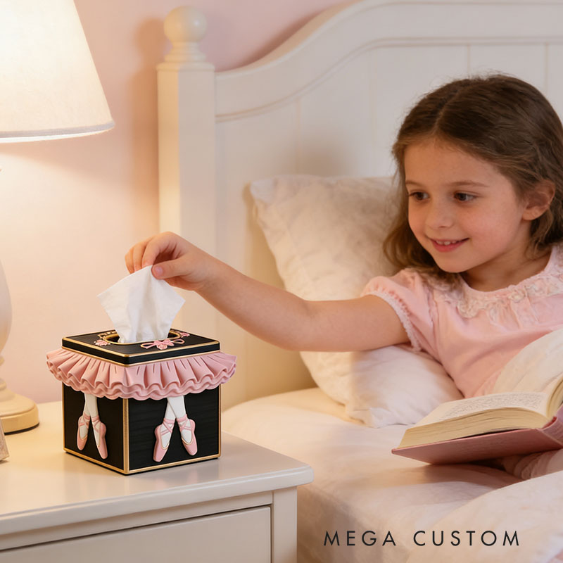 Ballet Tissue Box Cover 3D Printed Room Decor Cute Tissue Box Cover for Desk Room Kitchen or Bathroom