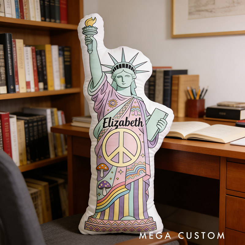 Personalized Statue of Liberty Shaped Pillow Exquisite Hippie Style Customized Name Pillow Perfect for Christmas Birthday Holiday for Her for Kids