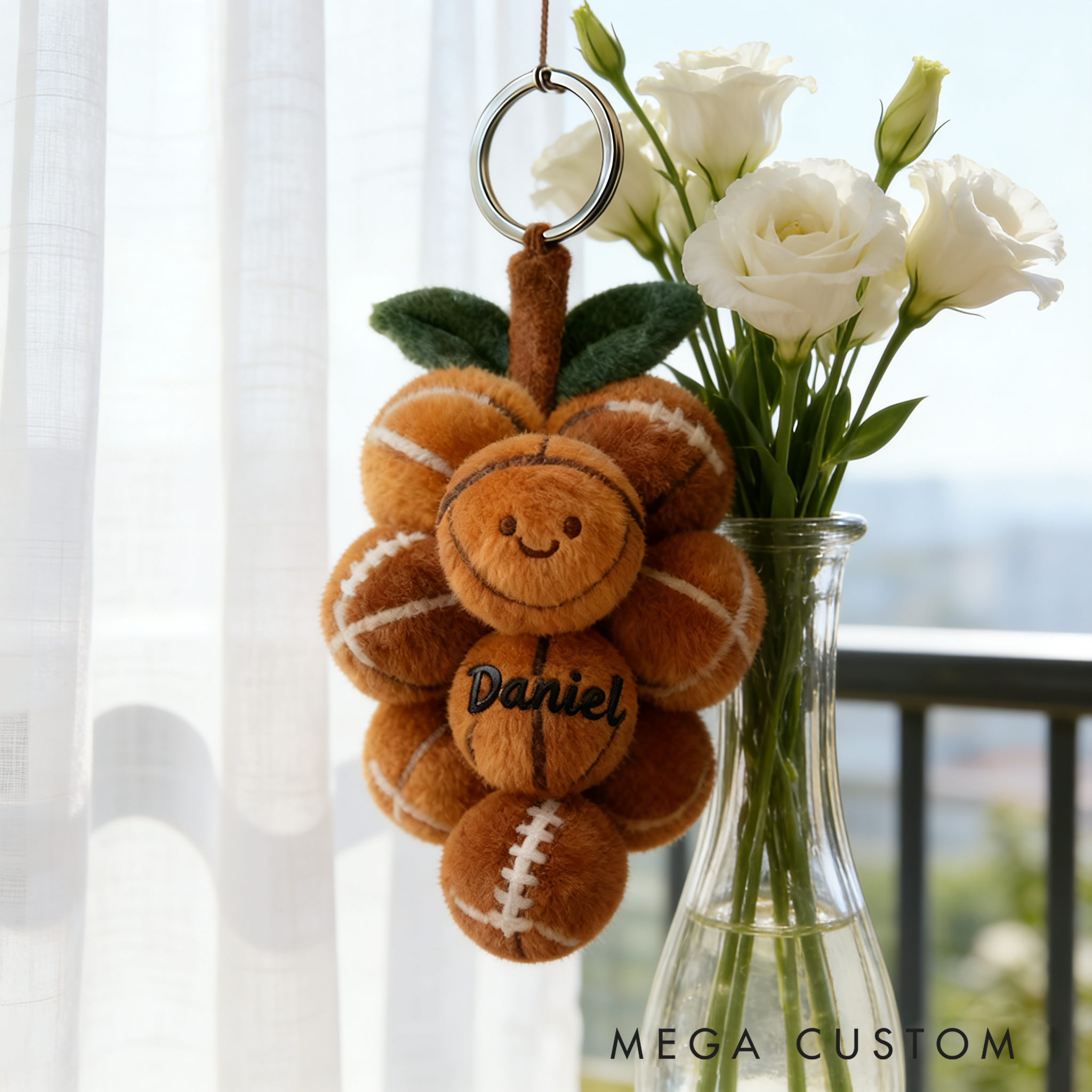 Personalized Plush Football Keychain with Custom Name for Sports Fans