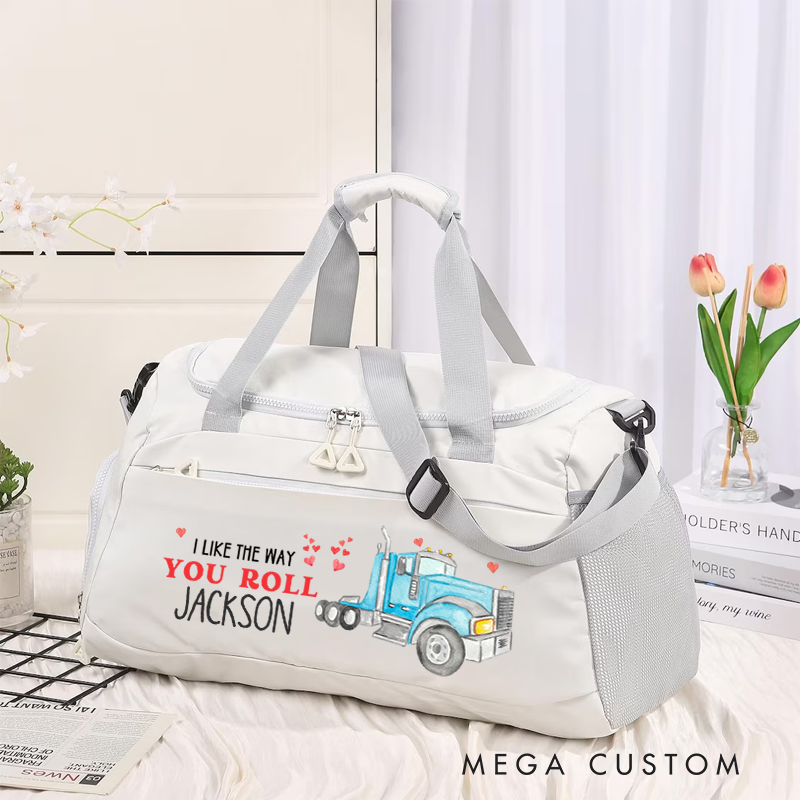 Personalized Duffel Bag Custom Gift with Fun Truck Design for Girlfriend Boyfriend
