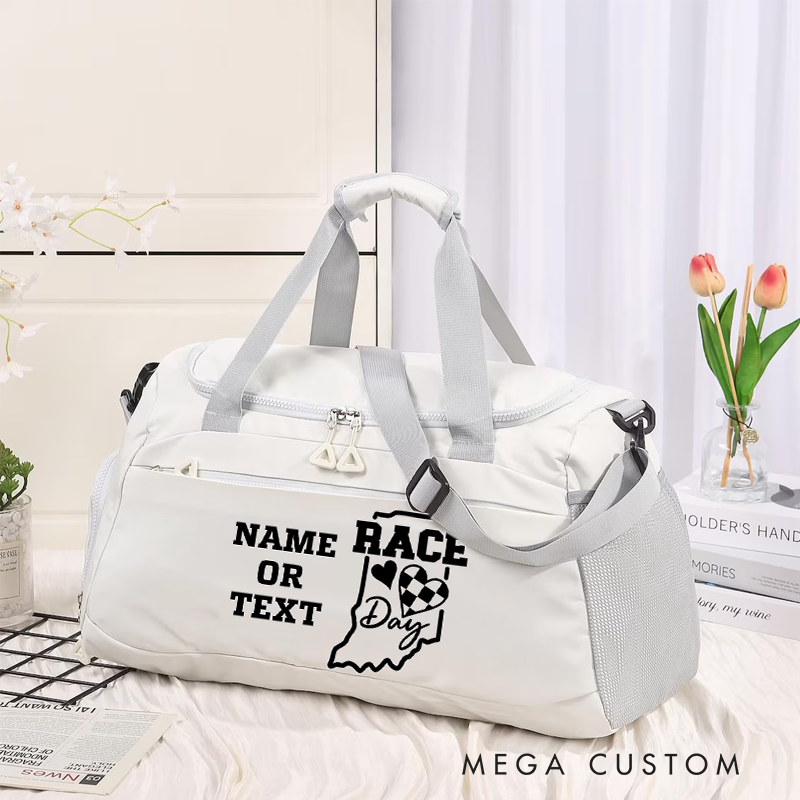 Personalized Race Day Duffel Bag Customizable Gift for Racing Fans