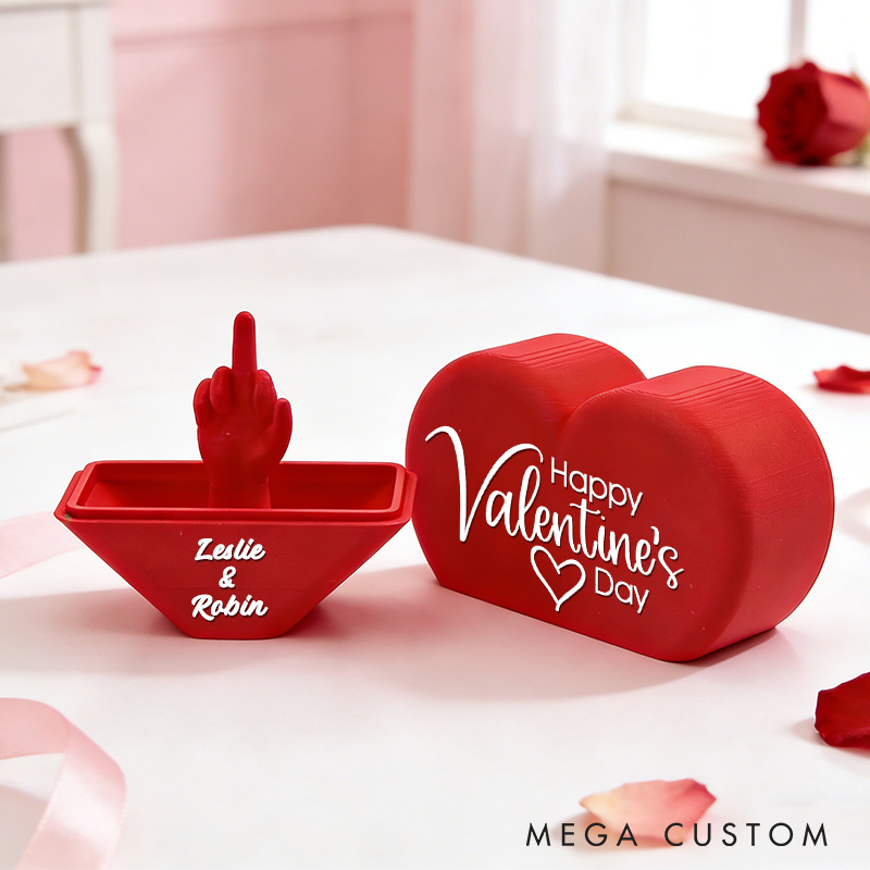 Personalized Heart With Middle Finger Gag Decor Funny Gag Gift Petty Ex Prank Anniversary Gift for Him Her Valentines Day for Boyfriend Girlfriend