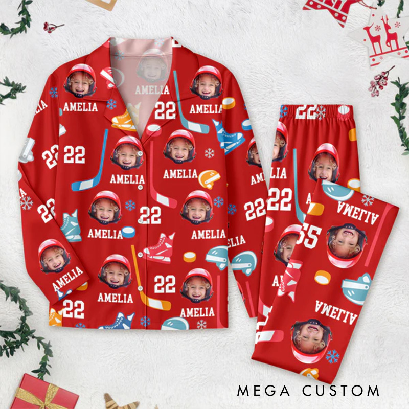 [Copy][Copy]Personalized Couple Kiss Face Photo Pajamas Set Costom Photo Valentine's Day Heart Pajamas for Boyfriend Girlfriend for Wife Husband