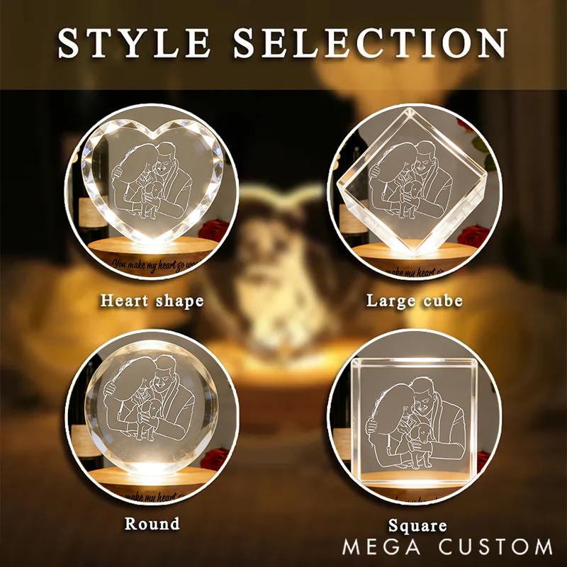 Personalized Pet Lover 3D Crystal Paws Love and Forever Crystal Night Light