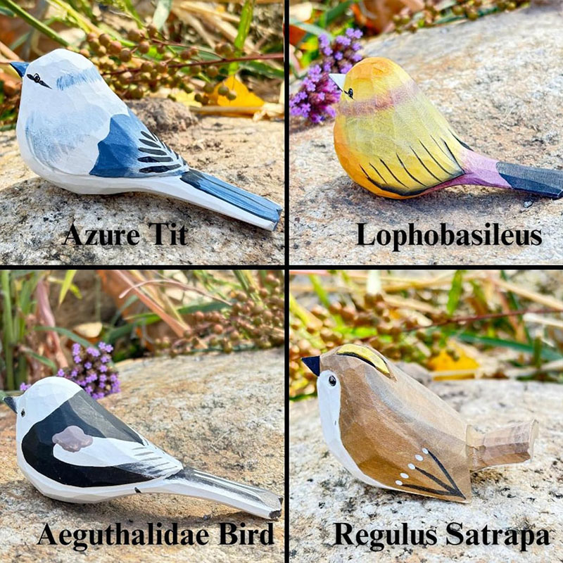 Personalized Hand Carved Wooden Bird Sculpture Custom Engraving Perfect Gift for Bird Lovers