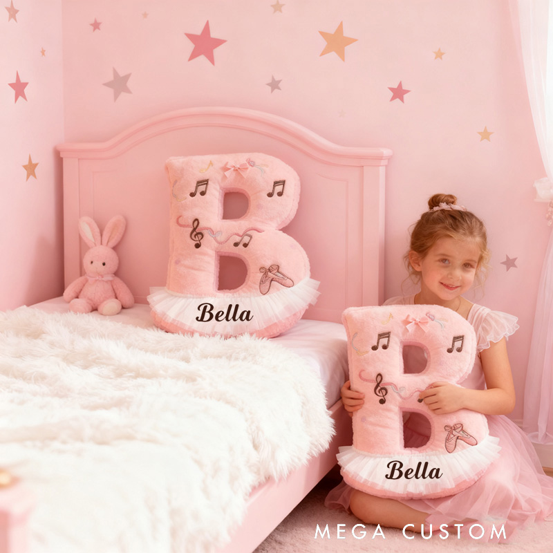 Personalized Graphic 3D Print Ballet Pillow With Your Own Name Soft Stuffed Toy for Kids Unique Decorative Cushion for Girls' Room