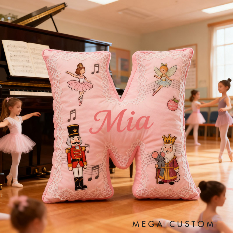 Personalized Graphic 3D Print Nutcracker Ballet Dance Pillow With Your Own Name Soft Stuffed Toy for Kids Unique Decorative Cushion for Girls' Room