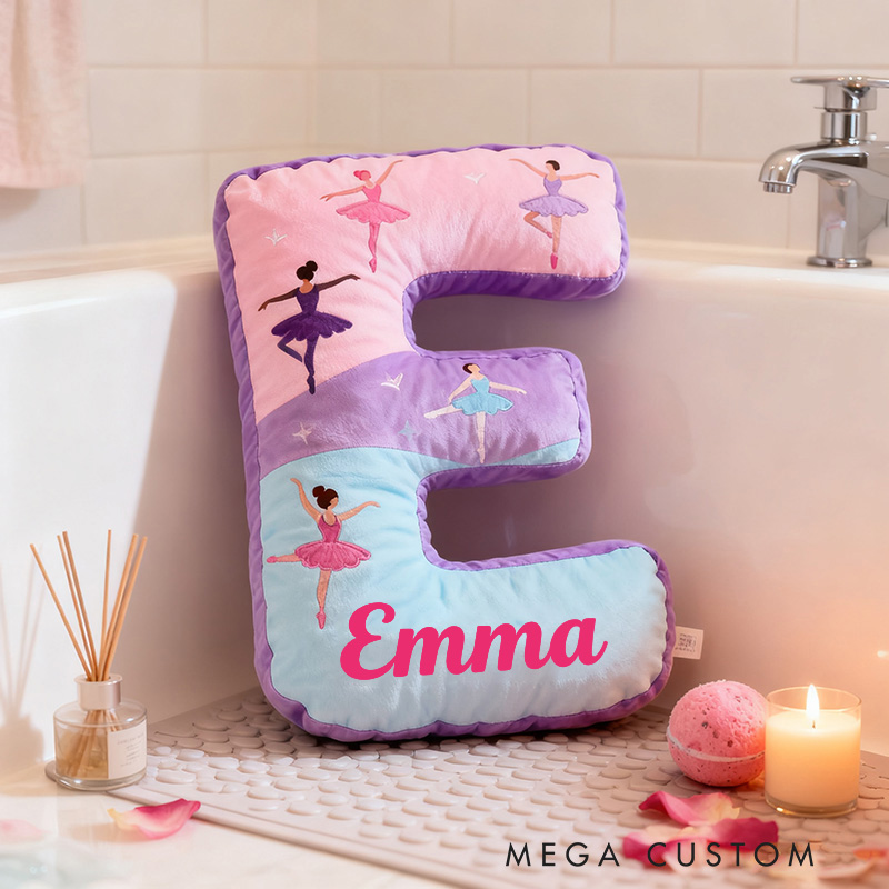 Personalized Graphic 3D Print Ballet Dancers Pillow With Your Own Name Soft Stuffed Toy for Kids Unique Decorative Cushion for Girls' Room