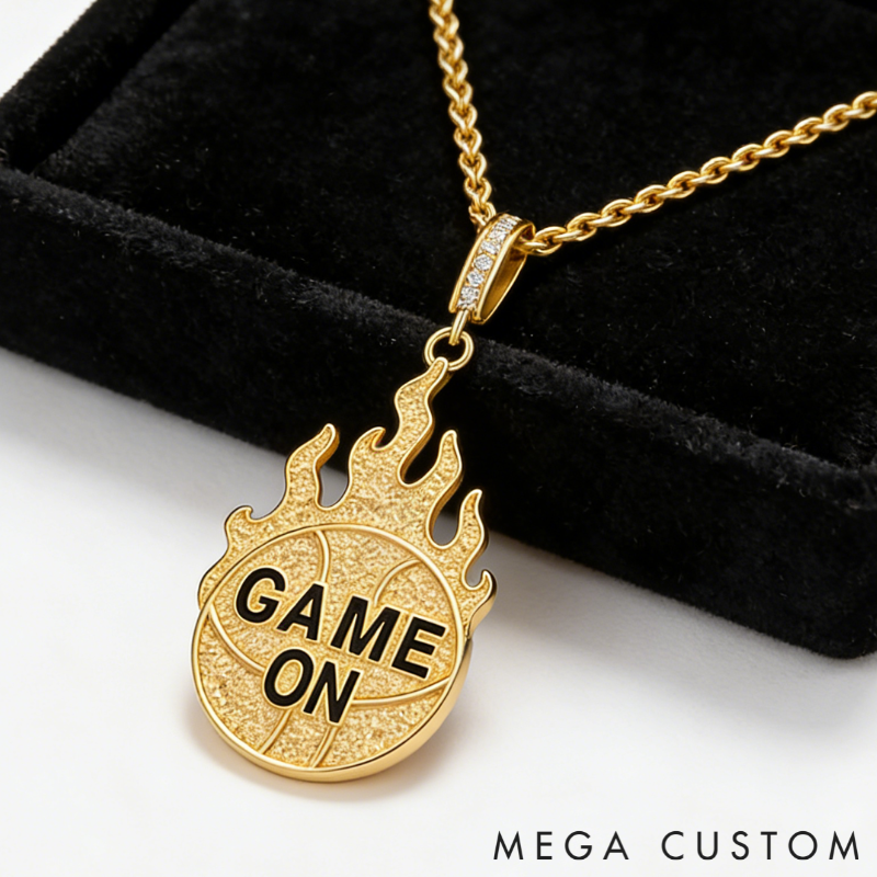 Custom Basketball Pendant Necklace – Personalized Text on Basketball Design for Basketball Enthusiasts