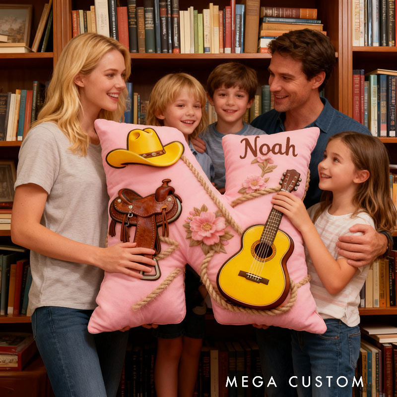 Personalized Graphic 3D Print Cowboy Hat and Saddle-Themed Throw Pillows Customizable with Your Name Perfect Gift for Her Music Lovers and Horseback Riding Enthusiasts