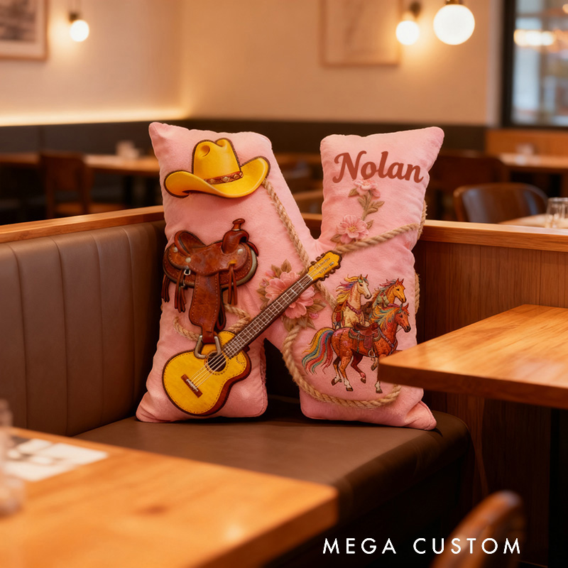 Personalized Graphic 3D Print Western Cowboy Country Music Throw Pillows Customizable with Your Name Perfect Gift for Her Music Lovers and Horseback Riding Enthusiasts