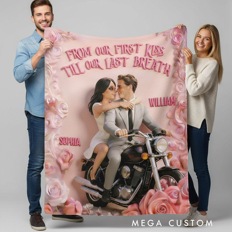 Personalized Roman Holiday Couple Blanket Flannel Blanket Movie Fan Blanket Customizable Photos and Names for Couple for Lover for Valentine's Day Anniversary