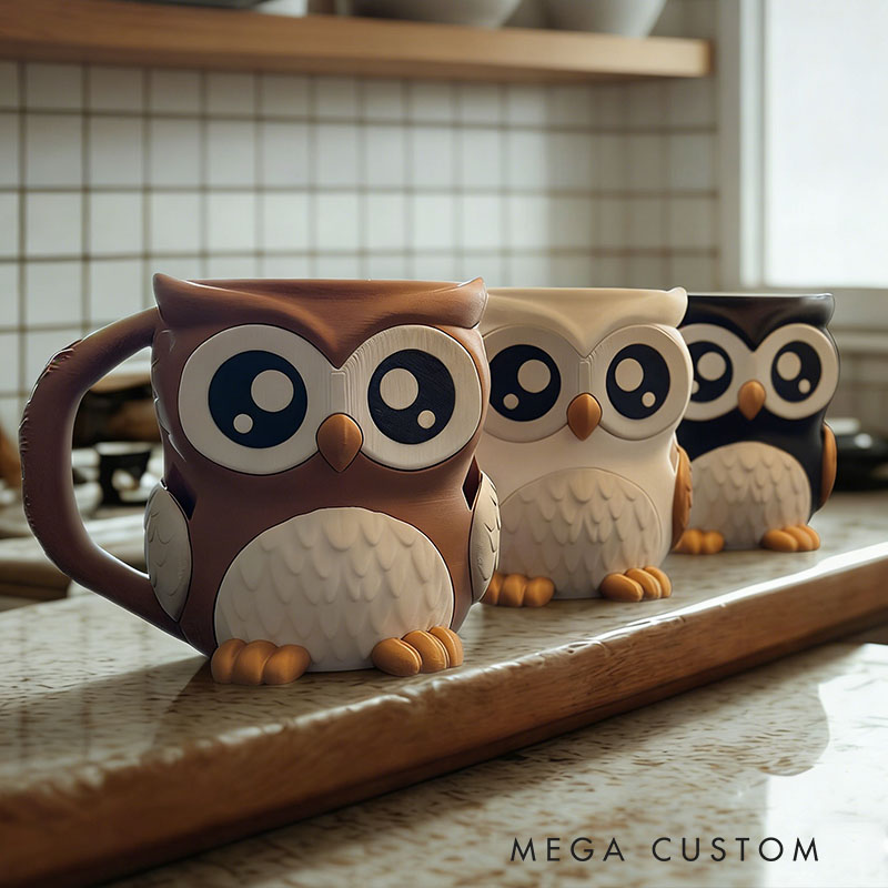 Owl Ice Cream Pint Holder 3D Printed with Spoon Slots & Snack Drawer